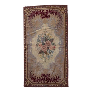 1880s Handmade Antique American Hooked Rug 2.7' X 5' For Sale