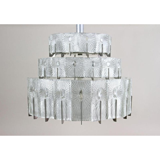 Rupert Nikoll Vintage Three-Tier Glass Pendant Light by Rupert Nikoll, 1950 For Sale - Image 4 of 18