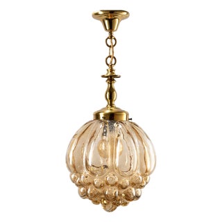 Amber Bubble Glass Pendant Light by Helena Tynell for Limburg, Germany, 1960s For Sale