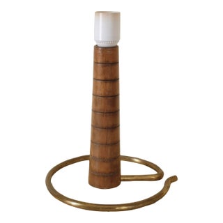 1950s Wood and Brass Swedish Mid-Century Table Lamp For Sale