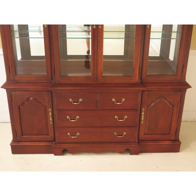 1990s Vintage Thomasville 4 Door Cherry Breakfront China Cabinet | Chairish