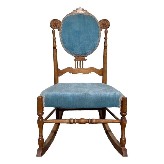 Early 20th Century Antique Wood Spindle Rocking Chair For Sale