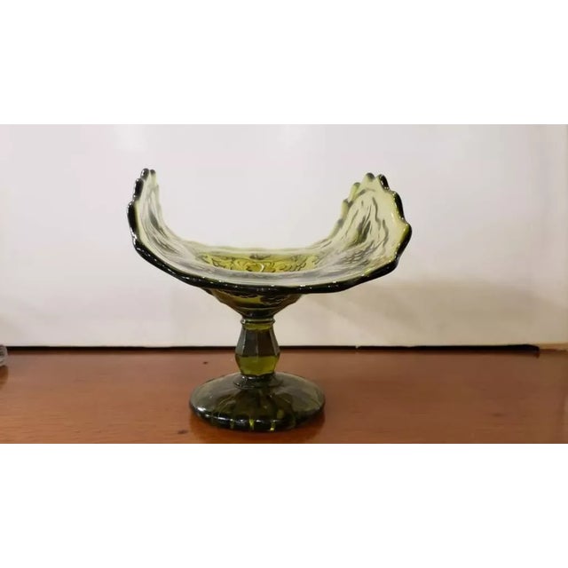Vintage Ucagco Green Banana Boat Pedestal Centerpiece For Sale - Image 4 of 6