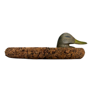 Early 20th Century Handcrafted Cork Decoy With Painted Wood Head