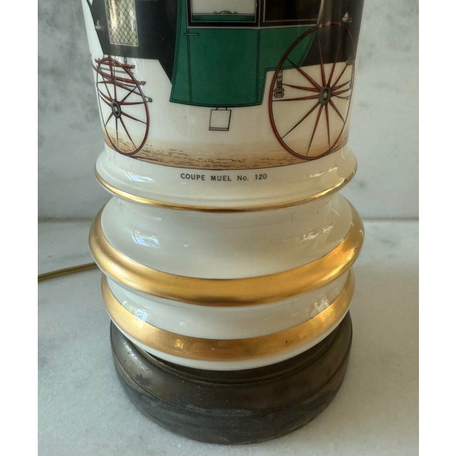 Vintage Porcelain Lamp With Classic Car Design For Sale - Image 10 of 12