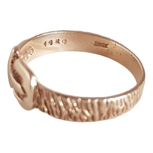 Vintage 9ct Yellow Gold Buckle Ring, 1982 For Sale