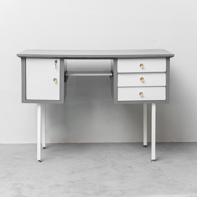 Vintage Metal and Brass Desk, 1970s For Sale - Image 3 of 11