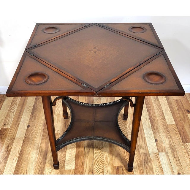 Vintage 20th C English Style Handkerchief Folding Envelope Card Game Table by Theodore Alexander For Sale - Image 9 of 18
