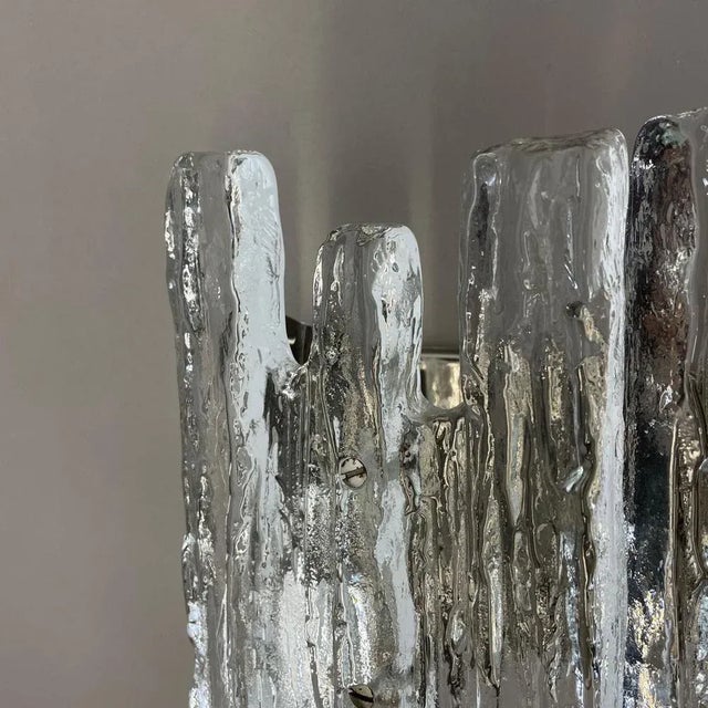 Large Hollywood Regency Ice Glass Wall Light from J. T. Kalmar, 1960s For Sale - Image 11 of 18