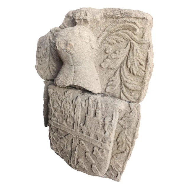 Beige 16th Century Spanish Family Coat of Arms Sandstone Carving, 1550 For Sale - Image 8 of 9