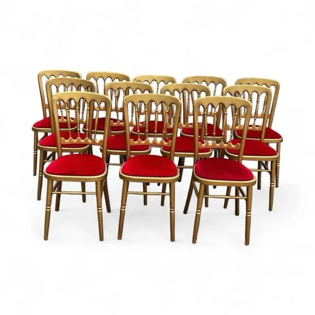 Louis Style Upholstered Gilt Wood Dining Chairs, Set of 12 For Sale - Image 10 of 10