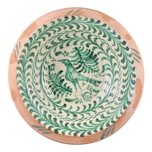 Large Spanish Fajalauza Ceramic Bowl from Lebrillo For Sale