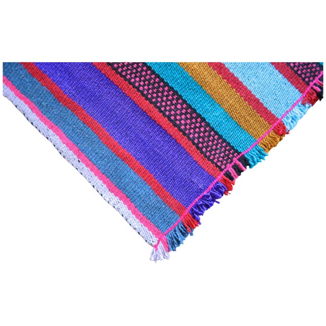 Bright Multi Color Striped Turkish Rug, 5'6x8'6 Authentic Village Kilim, Mid Century Modern Home Decor For Sale - Image 10 of 12