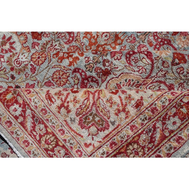 Ornate Floral Pattern Khorassan Antique Persian Rug in Burgundy & Gray For Sale - Image 10 of 12