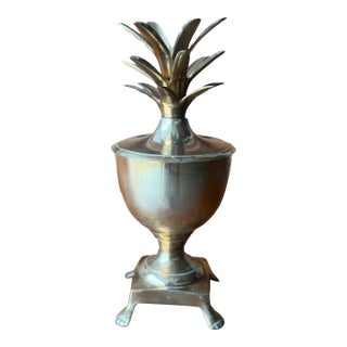 Mid Century Brass Pineapple Urn For Sale