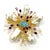 Bochic "Orient" Vintage Blue Topaz & Multi Gem Brooch Set In 18K Gold & Silver For Sale - Image 18 of 18
