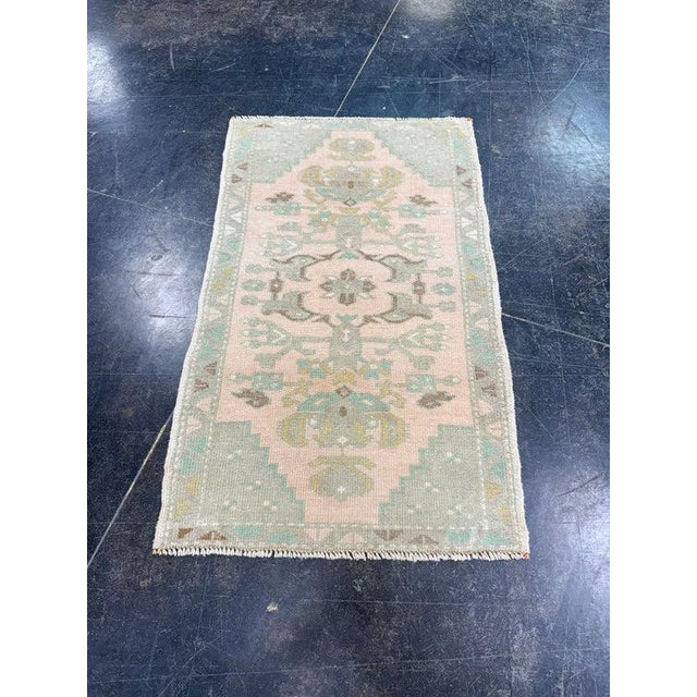 Pink Turkish Mini Rug Oriental Hand Knotted Vintage Rug 1'9" x 2'11" #17947 For Sale - Image 8 of 8