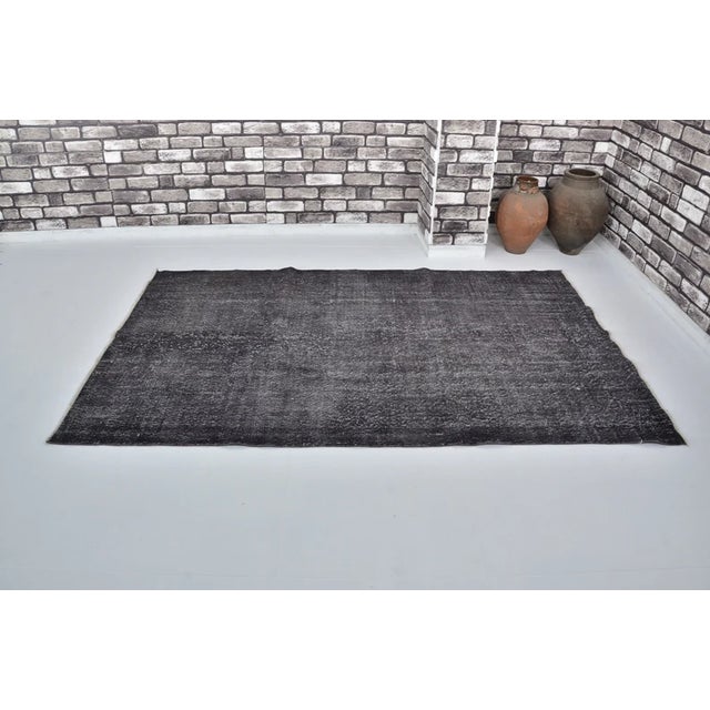 Black Vintage Turkish Oushak Black Rug For Sale - Image 8 of 10