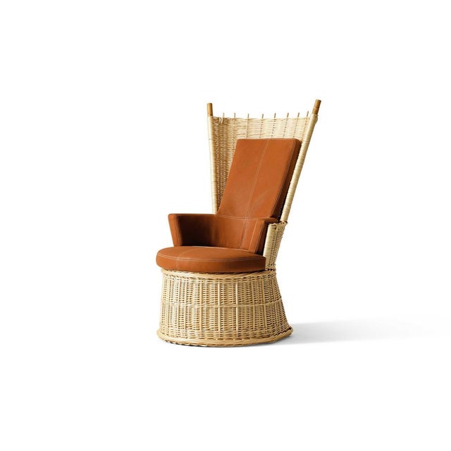 Cassina Hotte Rattan and Leather Armchair by Philippe Starck for Cassina For Sale - Image 4 of 10