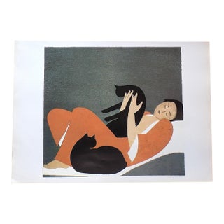 Vintage Signed/Titled Will Barnet Lithograph - "Woman and Cats" For Sale
