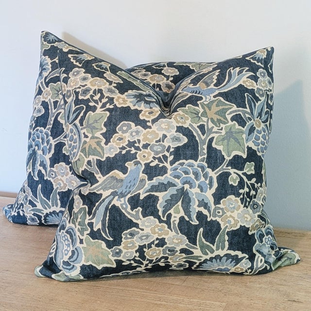Not Yet Made - Made To Order Lee Jofa Posy Pillows in Denim/Slate - Pair For Sale - Image 5 of 6