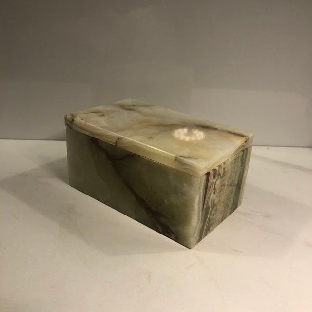 1950s Italian Alabaster Sage Green Lidded Box For Sale - Image 10 of 11