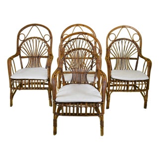 Set of 4 Italian Bent Rattan Chairs For Sale