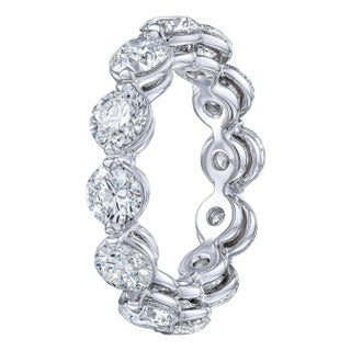 4 Carat Brilliant Round Eternity Band in Platinum, Size 5 For Sale