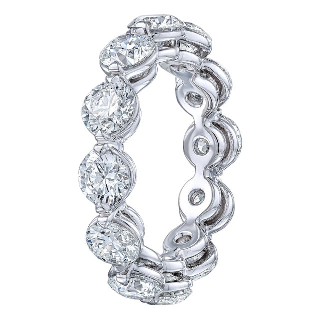 4 Carat Brilliant Round Eternity Band in Platinum, Size 5 For Sale