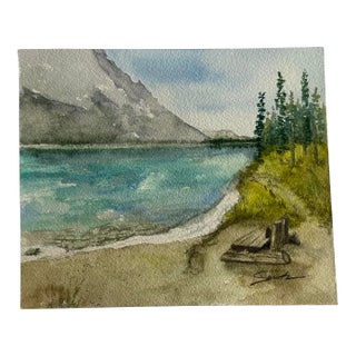 Signed Original Watercolor Landscape Painting by Nancy Smith “Mountain View” For Sale