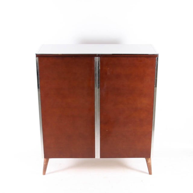 Wood Small Armoire in Wood and Chrome, 1980s For Sale - Image 7 of 10