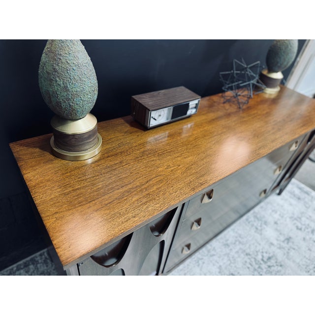 Mid-Century Modern Fully Refinished Broyhill Brasilia 66" Walnut Credenza | Mid-Century Modern For Sale - Image 3 of 8