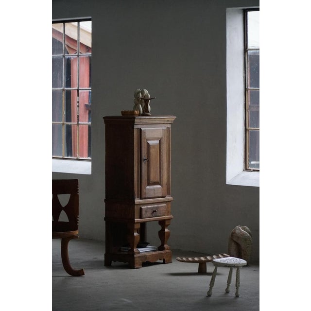 Baroque French Baroque Rustic Oak Cabinet with Paneled Door, Mid-19th Century For Sale - Image 3 of 18