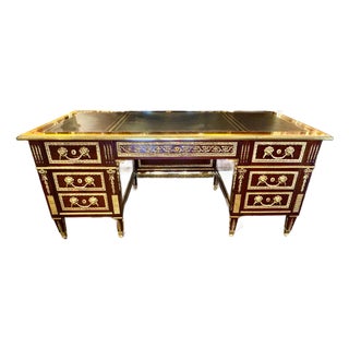 Louis XVI Style Mahogany and Gilt Bronze Bureau Plat For Sale