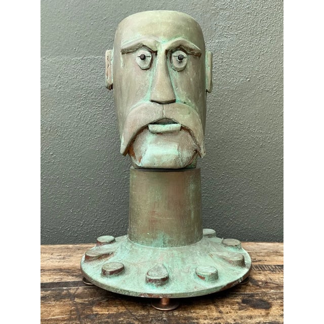 Vintage Steampunk Patinated Resin Bust of Man For Sale - Image 9 of 14