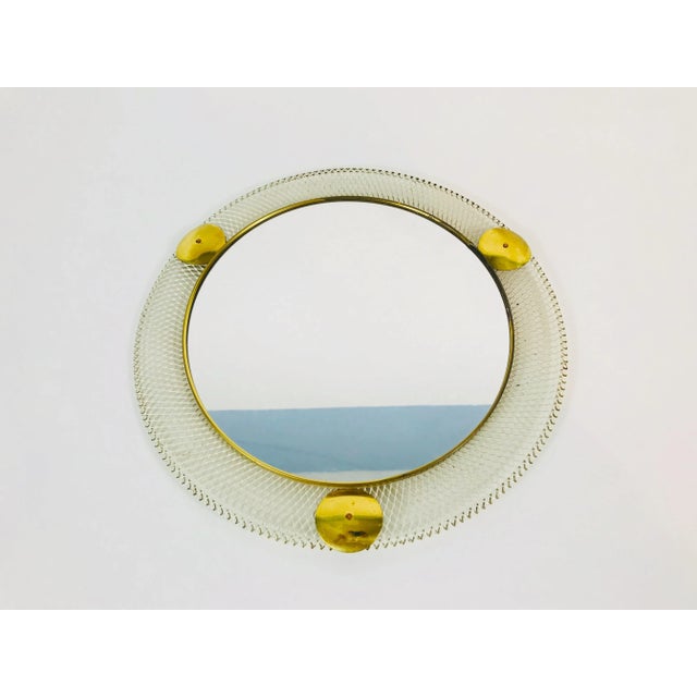 Mid-Century Modern Mid-Century Italian Round Metal and Brass Mirror, Italy For Sale - Image 3 of 10
