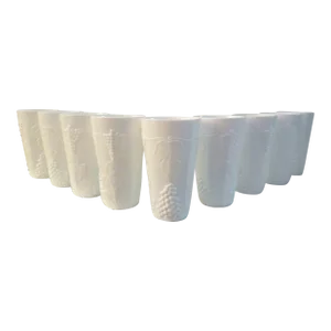 Mid-Century Harvest Grape Milk Glass Tumblers, S/9