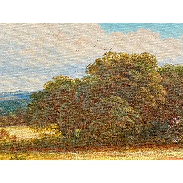 Swans on a River with Wild Flowers in the English Countryside by British Artist 1980 Circa For Sale - Image 6 of 18