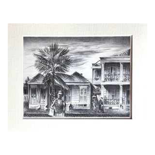 Vtg 1939 Print in 11x14 Mat, Ready to Frame: Aaron Bohrod, "New Orleans Street" For Sale