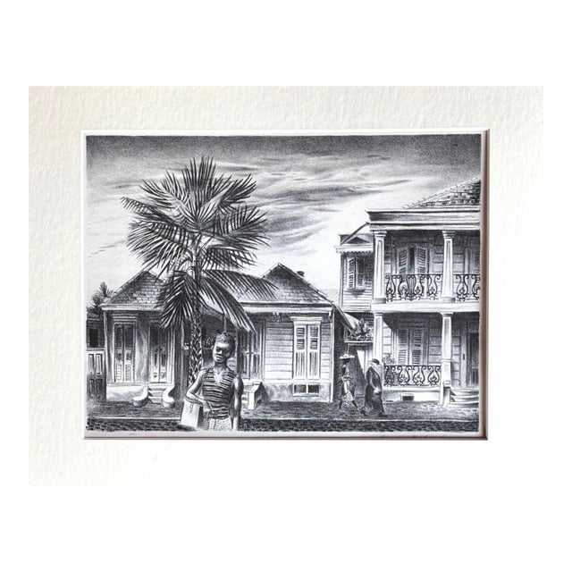 Vtg 1939 Print in 11x14 Mat, Ready to Frame: Aaron Bohrod, "New Orleans Street" For Sale