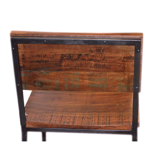 Salvaged Acacia & Iron Bar Stool For Sale - Image 4 of 5
