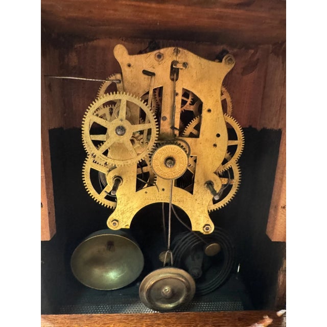 Antique English Parlor Mantel Clock by Fattorini & Sons - Patented Alarm For Sale - Image 4 of 9