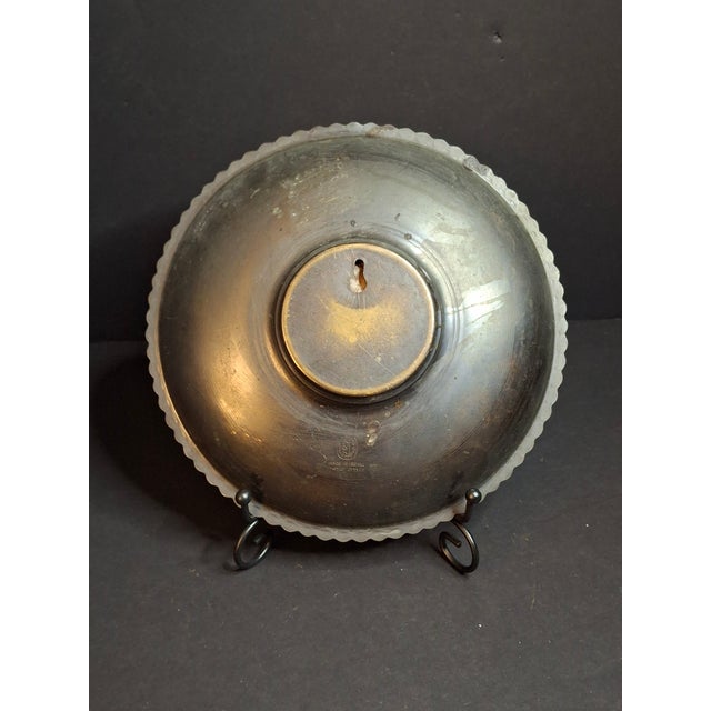 Vintage Pal-Bell Israel Brass Rabbi Blowing Shofar Plate Scalloped Wall Plaque For Sale - Image 4 of 6