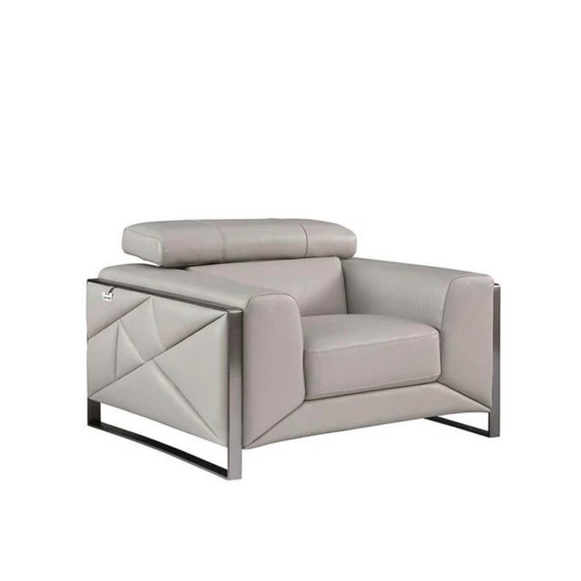 Giorgio Modern Italian Leather 3-Piece Sofa Set - Light Grey | Mi-989 For Sale - Image 4 of 5