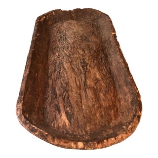 19th-Century Primitive Hand-Hewn Oversized Wooden Dough Bowl Trencher, 35” For Sale