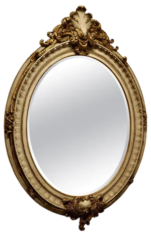 Large French Rococo Style Oval Gilt Wall Mirror, 1950