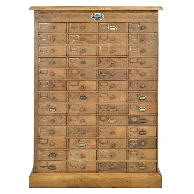 Brown Wood Workshop Cabinet with 52 Drawers For Sale - Image 8 of 8