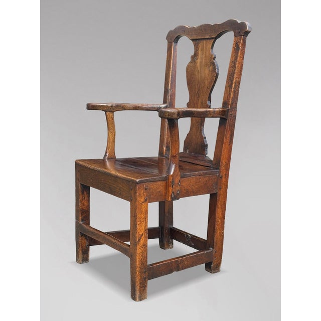 Antique Georgian Oak Armchair, 1760 For Sale - Image 6 of 10