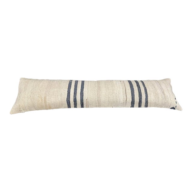 Turkish Hemp Pillow Cushion Natural Beige Black Cushion Cover 12x46 For Sale