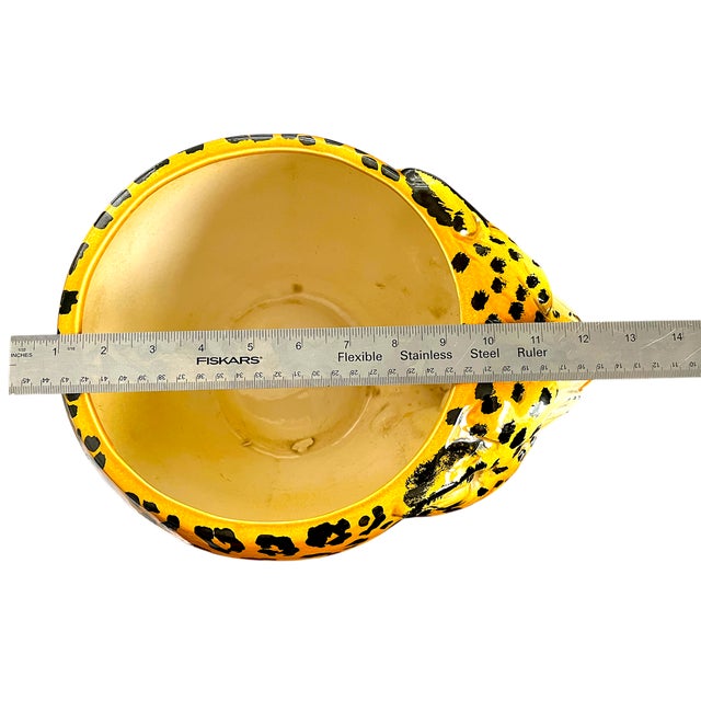 1970s Monumental Sculptural Leopard Head Cachepot – Hand Painted Ceramic – Hollywood Regency Statement Object For Sale - Image 12 of 12